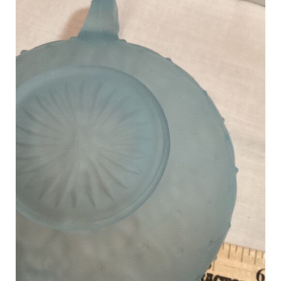 Imperial Glass Light Blue Candy Dish Satin Impressed Pansy Nappy Textured Handle - Picture 8 of 15